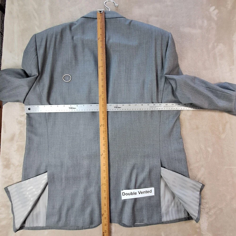 Baroni Suit Mens 48 42x27 Gray Wool Super 150s Double Vent 2 Btn 2 Piece Formal